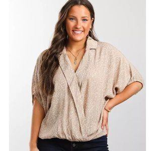 Daytrip Buckle Surplice Animal Print Leopard Top Womens Medium